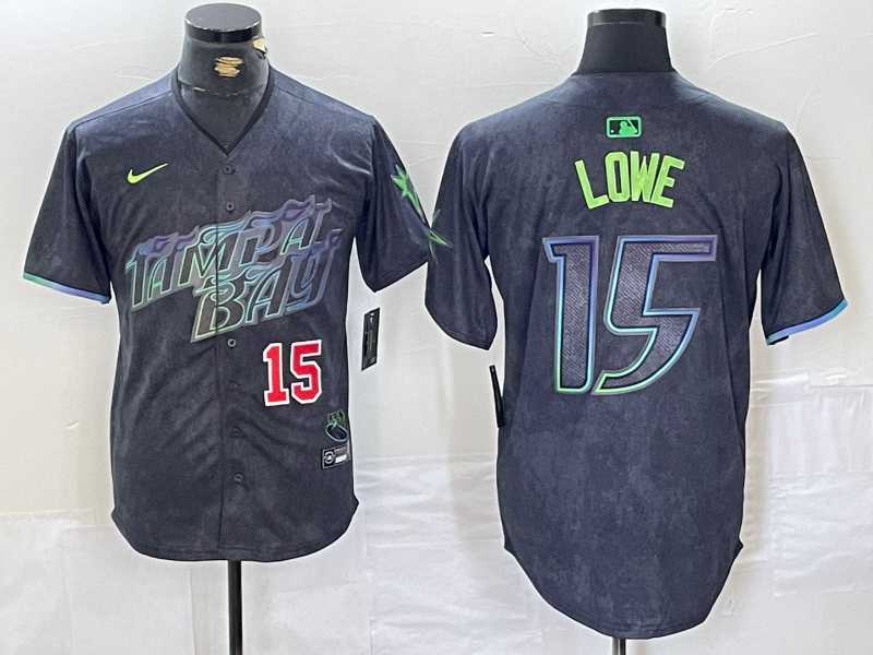 Mens Tampa Bay Rays #15 Josh Lowe Number Charcoal 2024 City Connect Limited Stitched Jerseys